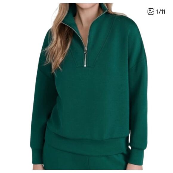 Varley DoubleSoft Hawley Half Zip Oversized Sweatshirt Forest Green - Picture 1 of 7